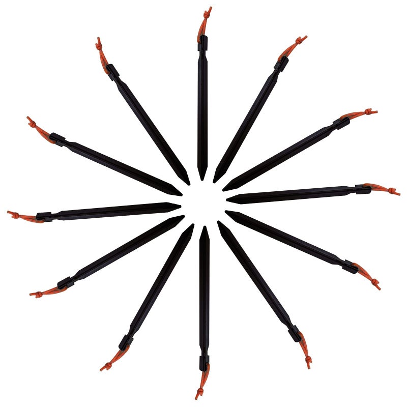 All one tech 12 Pack Tent Stakes, 7075 Ground Metal Camping Aluminum Tent Pegs, Lightweight Tent Stakes Heavy Duty Spikes Camping Accessories, Black - Image 3